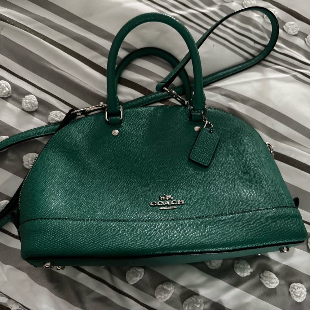 Coach Kelly Green Leather Satchel crossbody